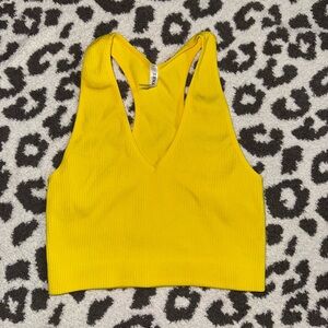Yellow Racerback Crop Tank Top